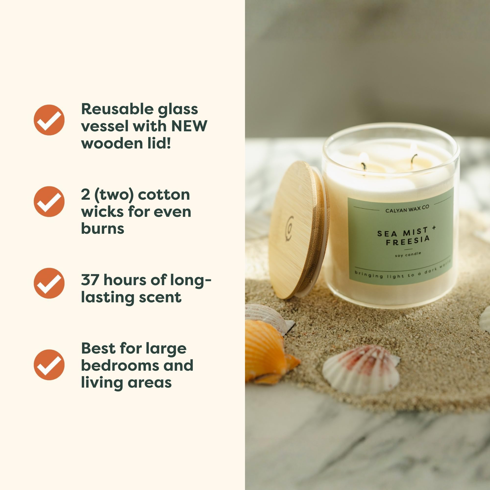 Aroma floral elegante de Calyan Wax Co, Sea Mist Fresia.