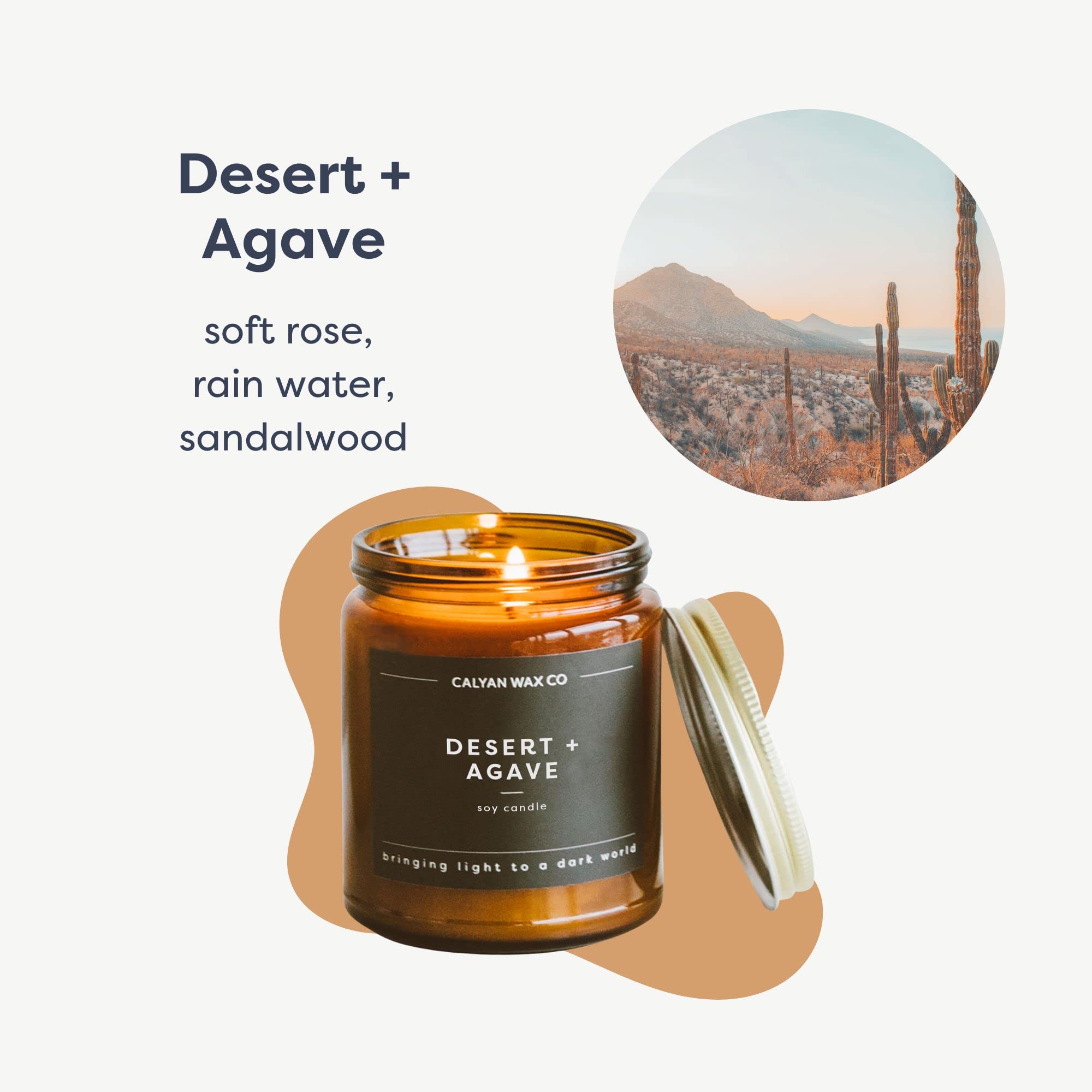 Calyan Wax Co. Desert & Agave detalle de etiqueta ideal para regalo consciente