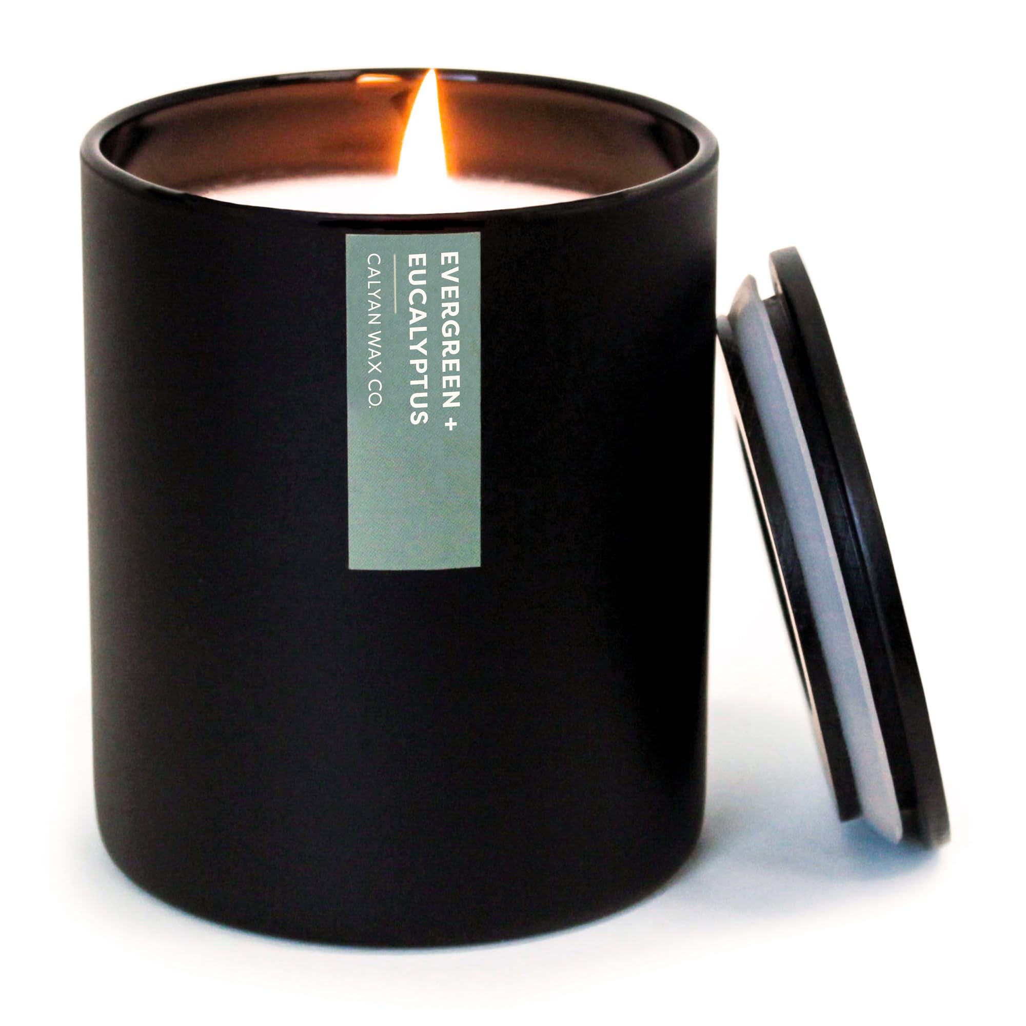 Calyan Wax Co. Evergreen Eucalipto vela frente: aroma elegante para la sala.
