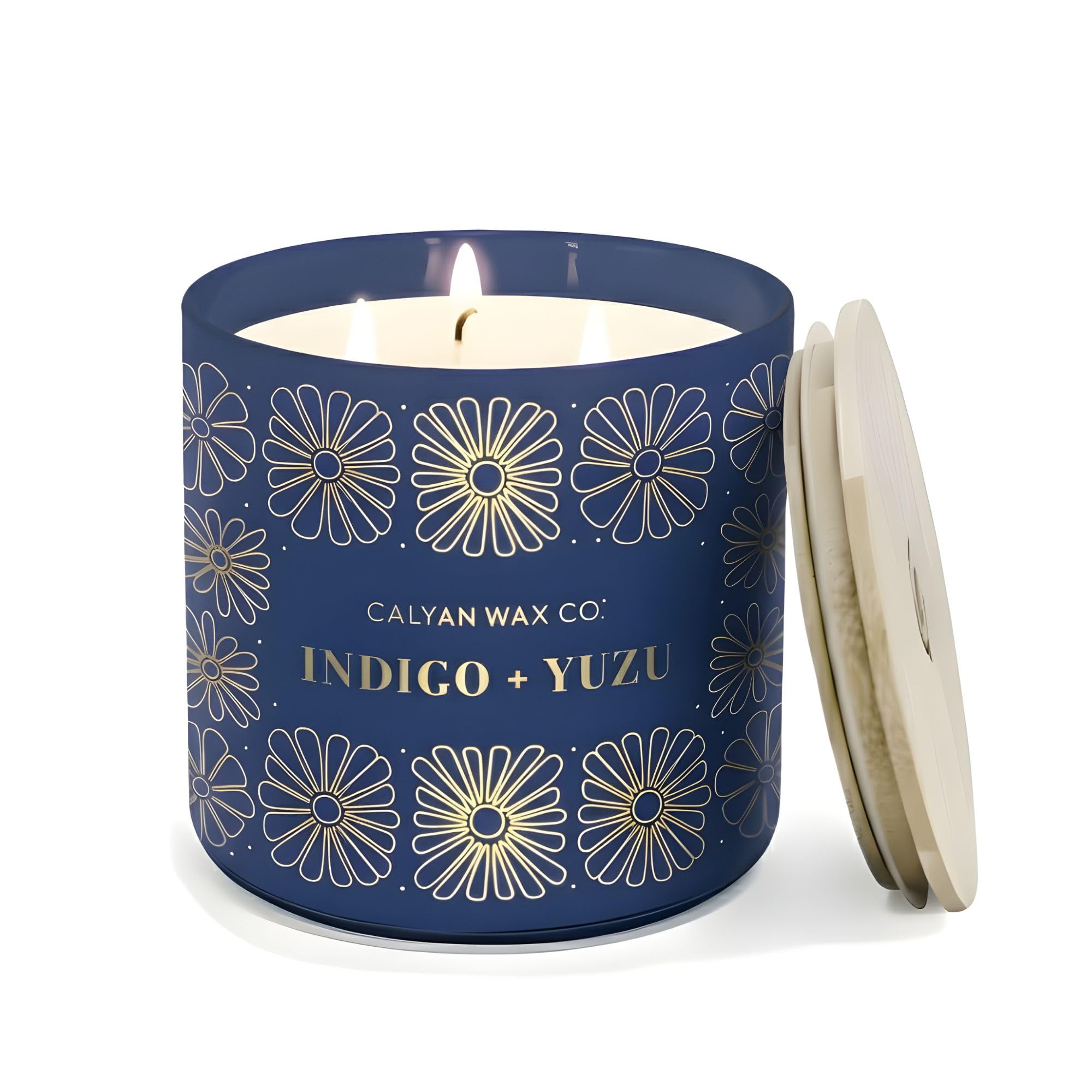 Calyan Wax Co Indigo Yuzu: etiqueta de vela, aroma sofisticado para espacios