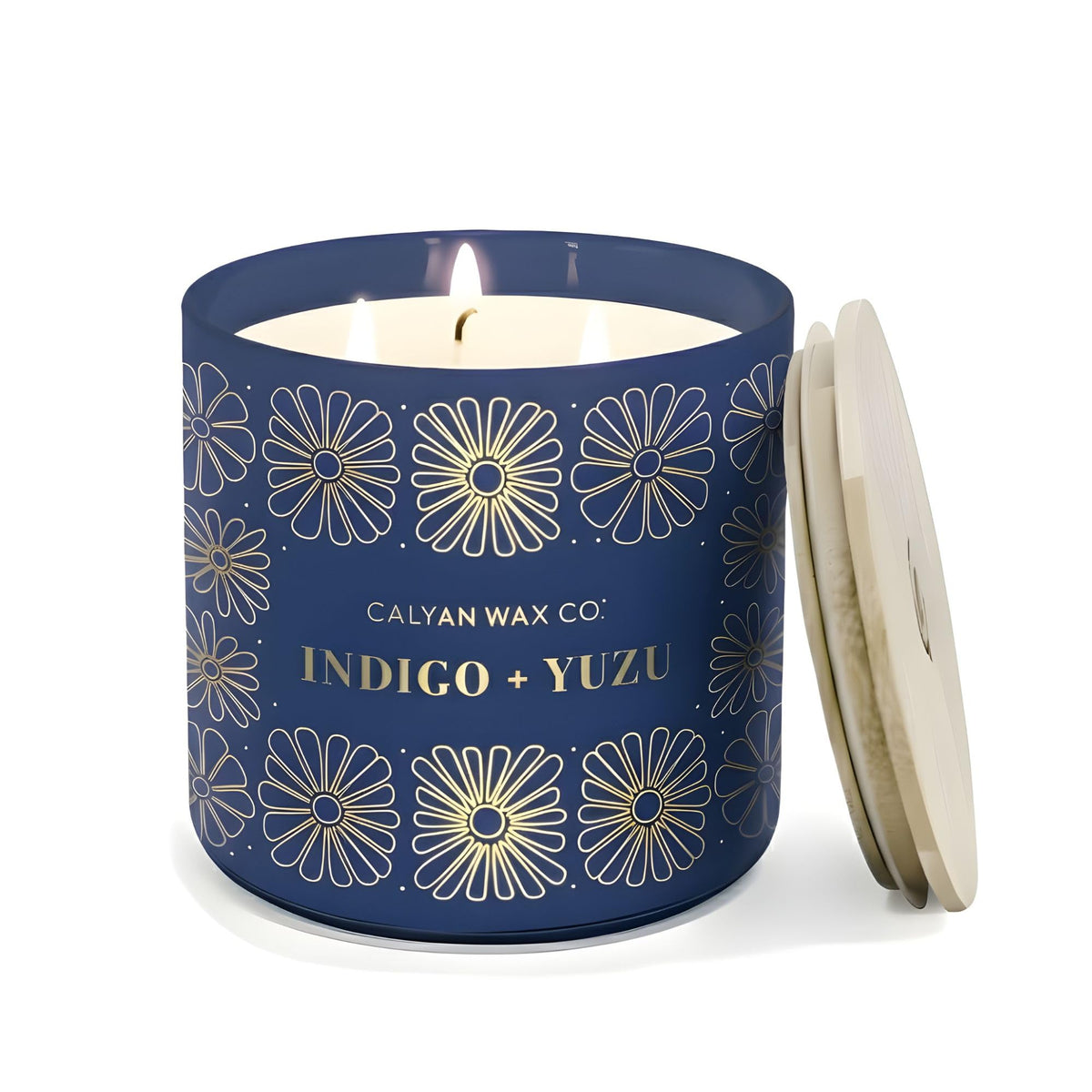 Calyan Wax Co Indigo Yuzu: etiqueta de vela, aroma sofisticado para espacios
