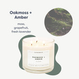 Calyan Wax Co. Oakmoss Amber vela grande en jarro de vidrio