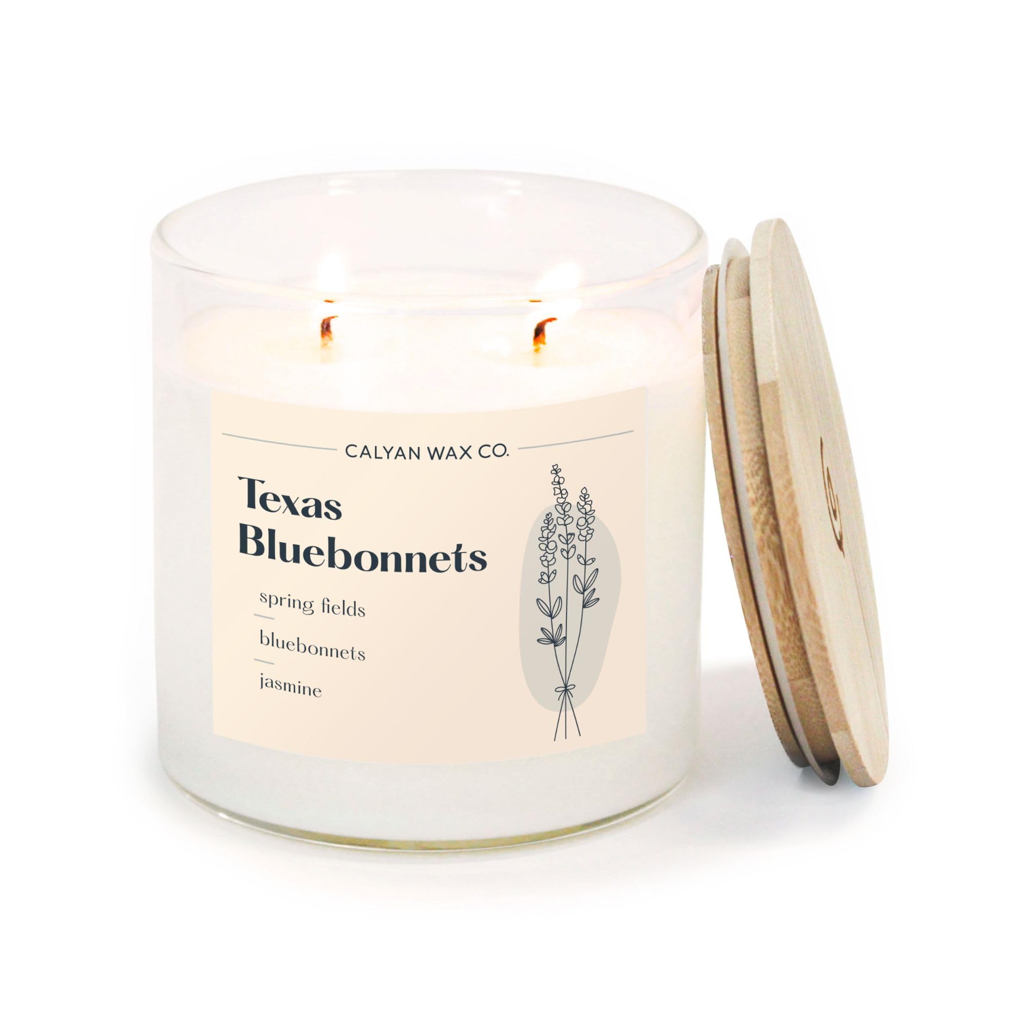Calyan Wax Co. Texas Bluebonnets vela de dos mechas para un aroma elegante
