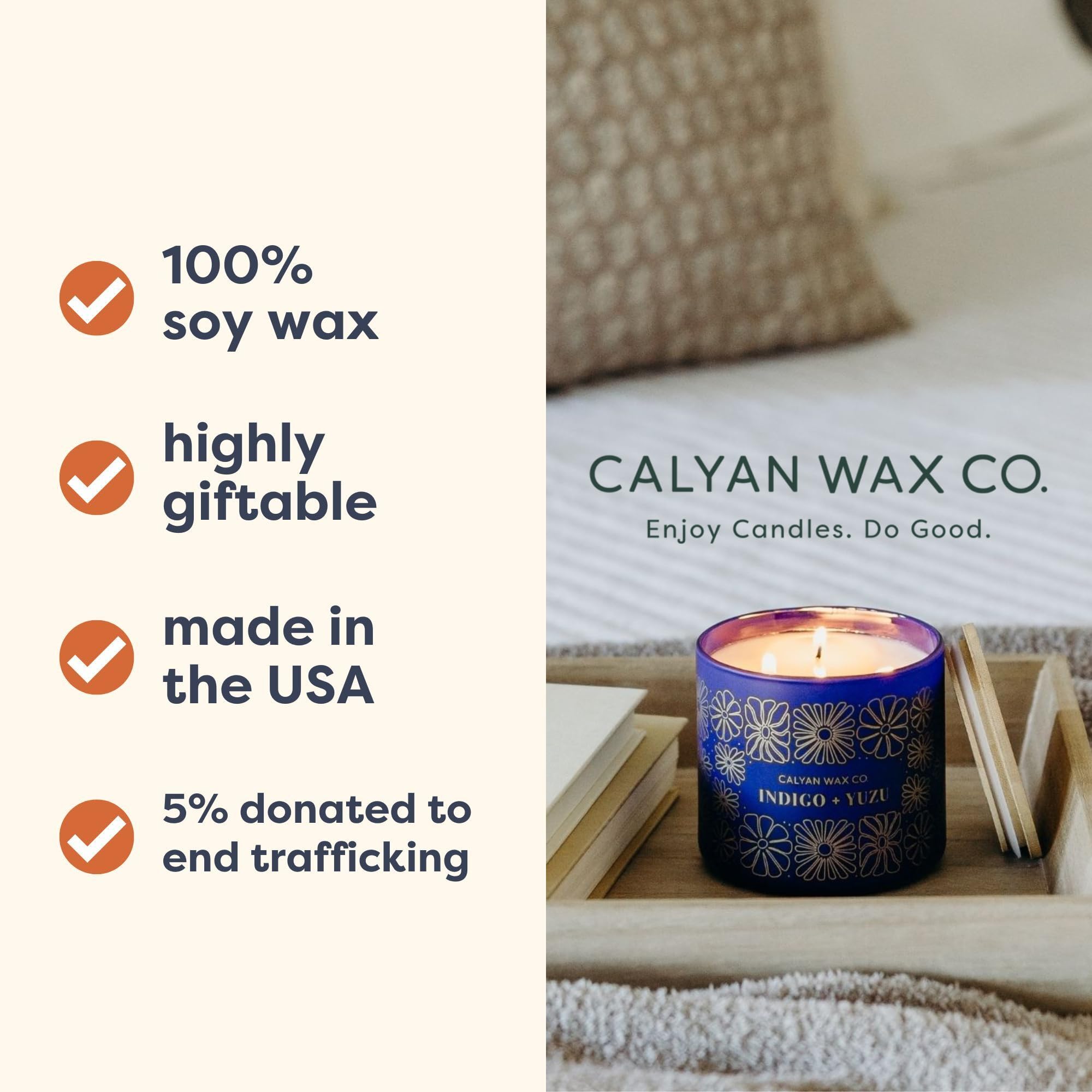 Calyan Wax Co Vela de uso diario: aroma duradero en casa