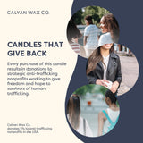 Calyan Wax Co. Uso recomendado en sala mediana para ambiente premium.