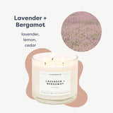 Vela Calyan Lavanda Bergamota, notas florales para un aroma suave.