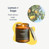 Calyan Wax Co. vela limón-salvia con notas aromáticas para realzar espacios.