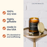 Vela Calyan Wax Co. Mecha de algodón sin metal para combustión limpia.