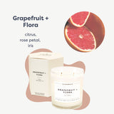 Etiqueta elegante Calyan Wax Co. Pomelo y Flora, regalo consciente.