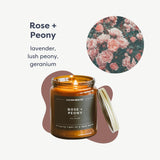 Calyan Wax Co. Vela Rosa y Peonía con tapa ámbar, embellece la decoración.