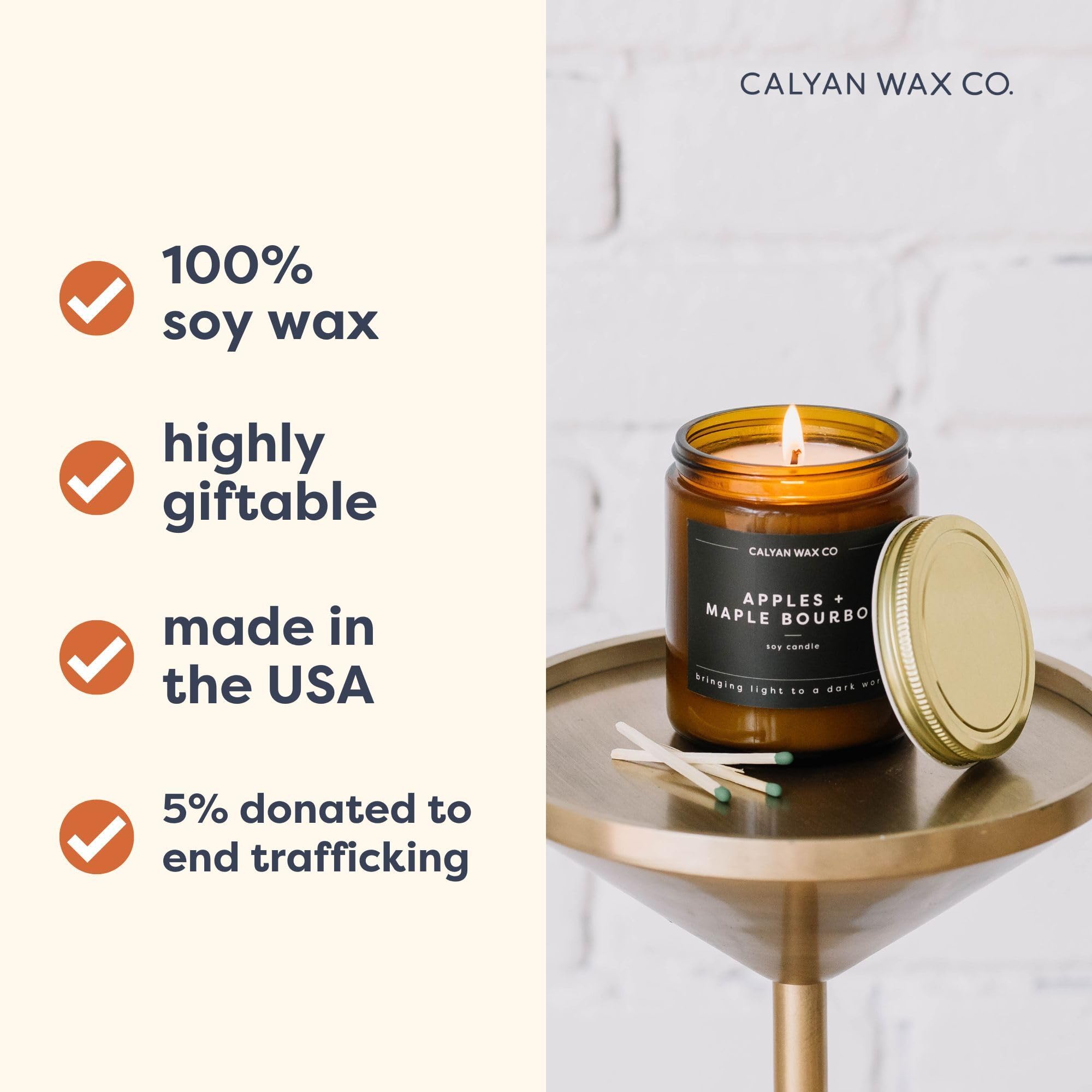 Calyan Wax Co. tarro ámbar de cera de soja de larga duración