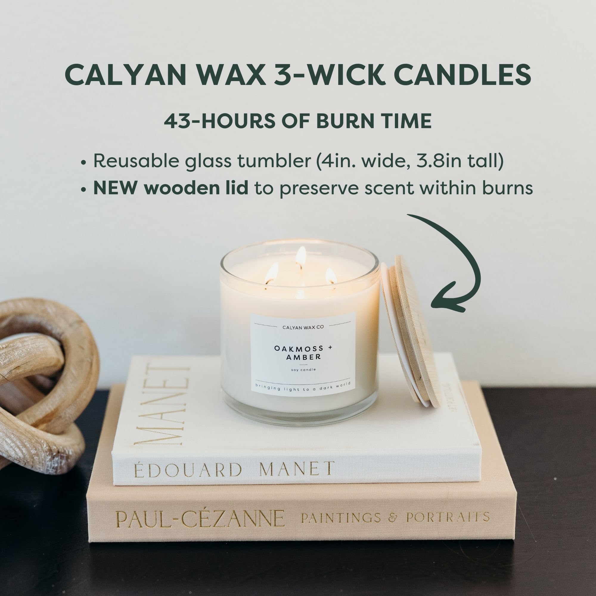Calyan Wax Co. Evergreen y Eucalipto: cera de soja al 100% para combustión limpia.