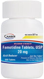 Camber Famotidina 20 mg – vista frontal de tabletas para reducir la acidez estomacal.