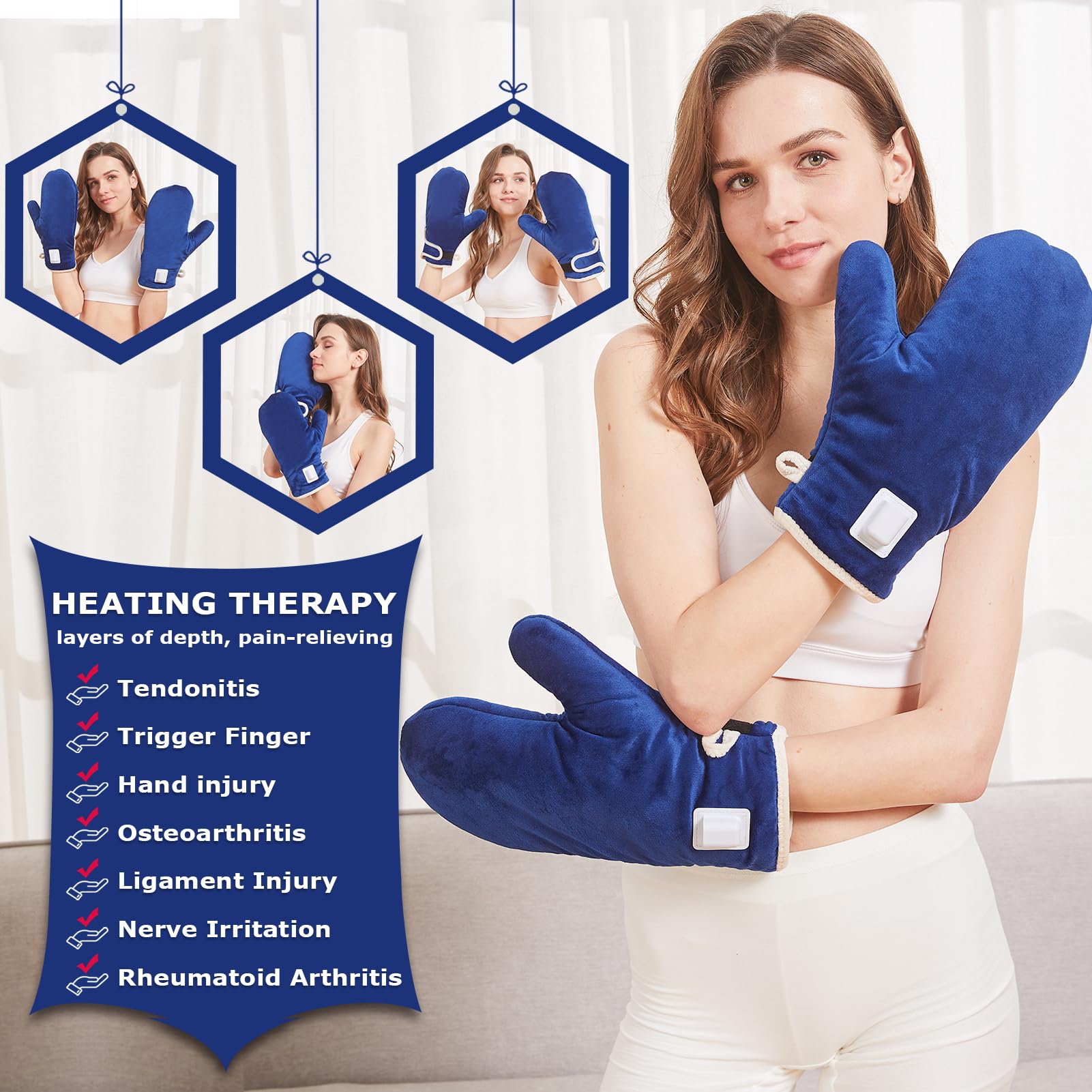 Ajuste seguro gracias al velcro en los guantes CAMECO para artritis