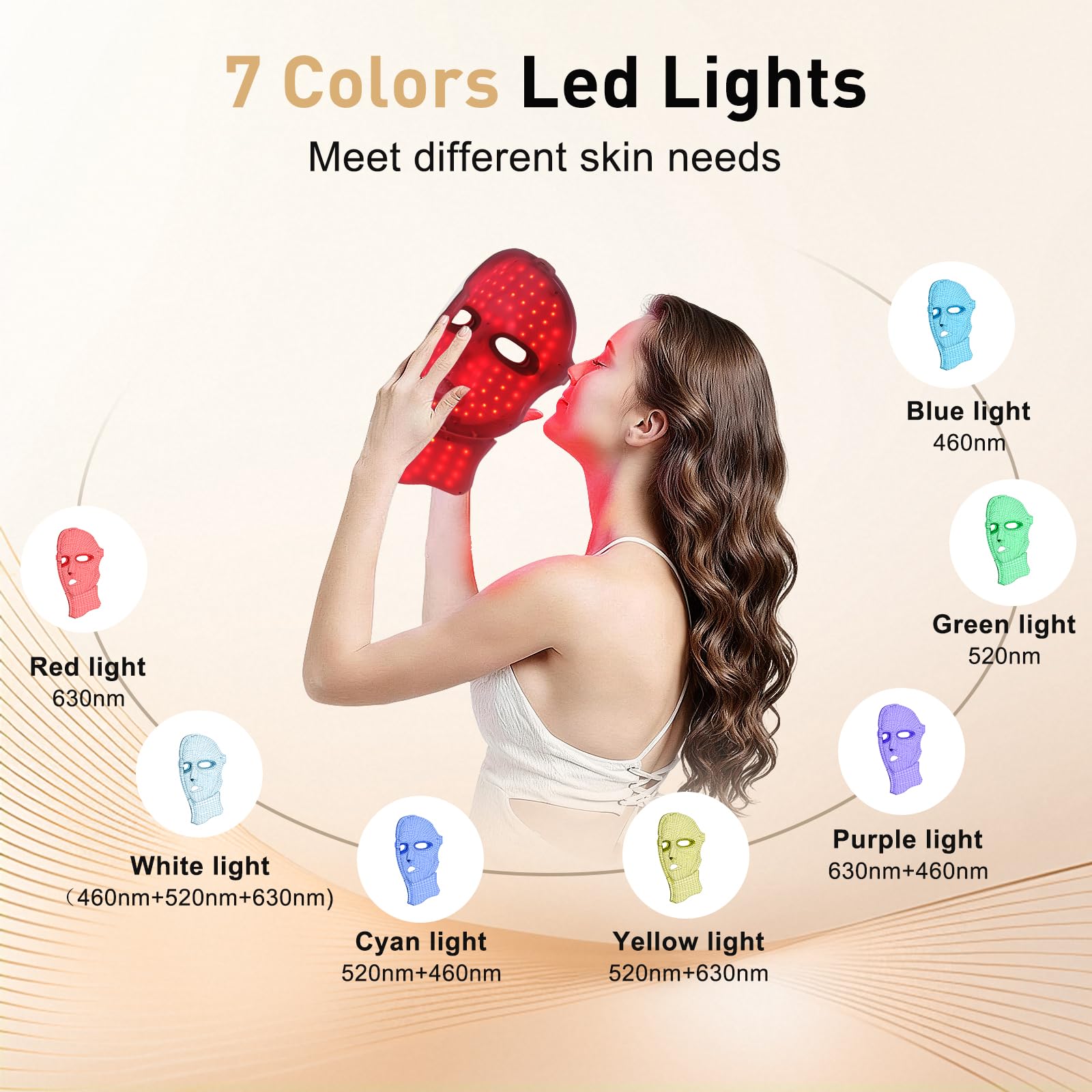CAMLKE máscara de luz roja para cuello, cobertura uniforme para contorno más tonificado.