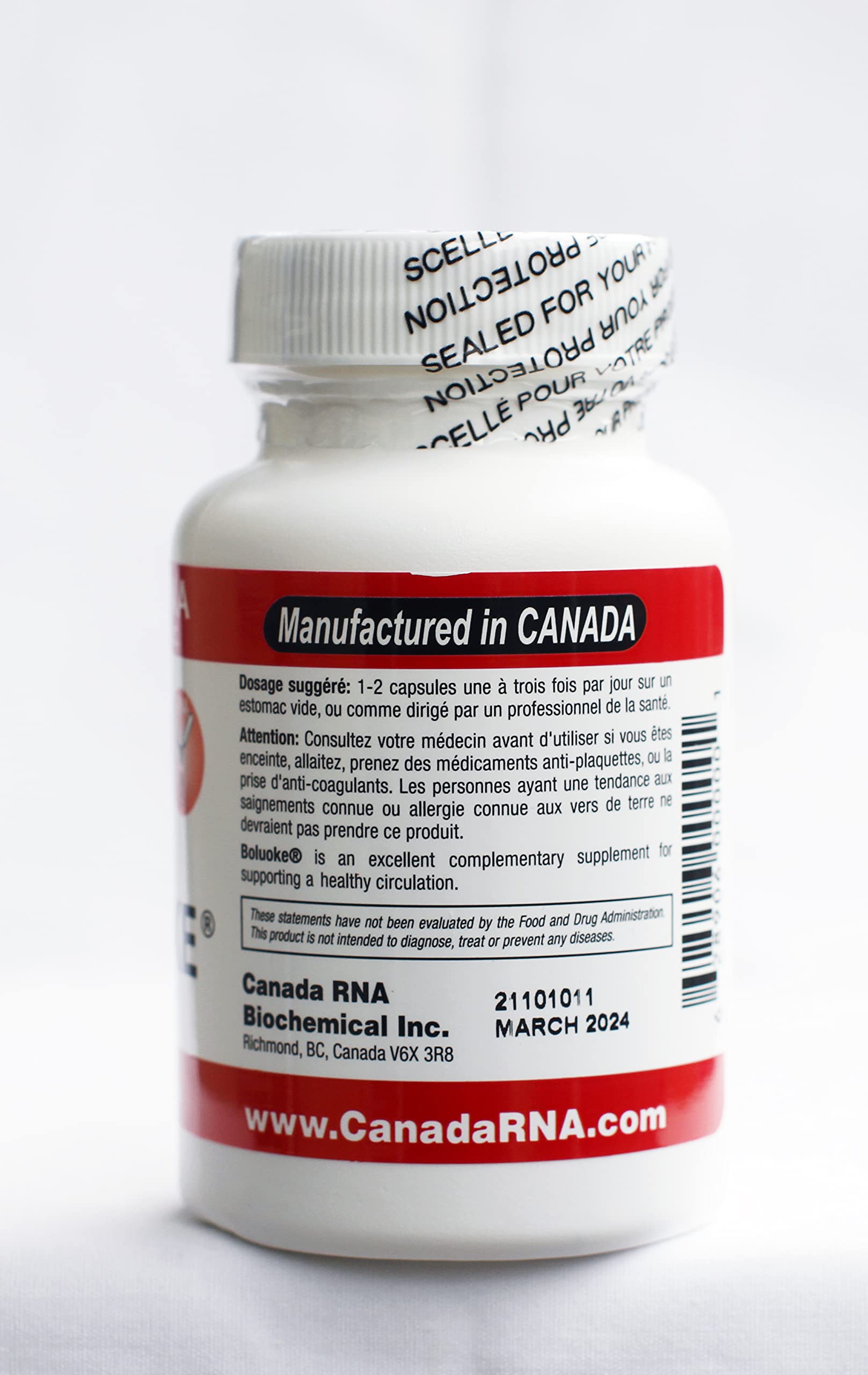 Canada RNA Boluoke, etiqueta-producto, muestra uso recomendado y posibles beneficios.