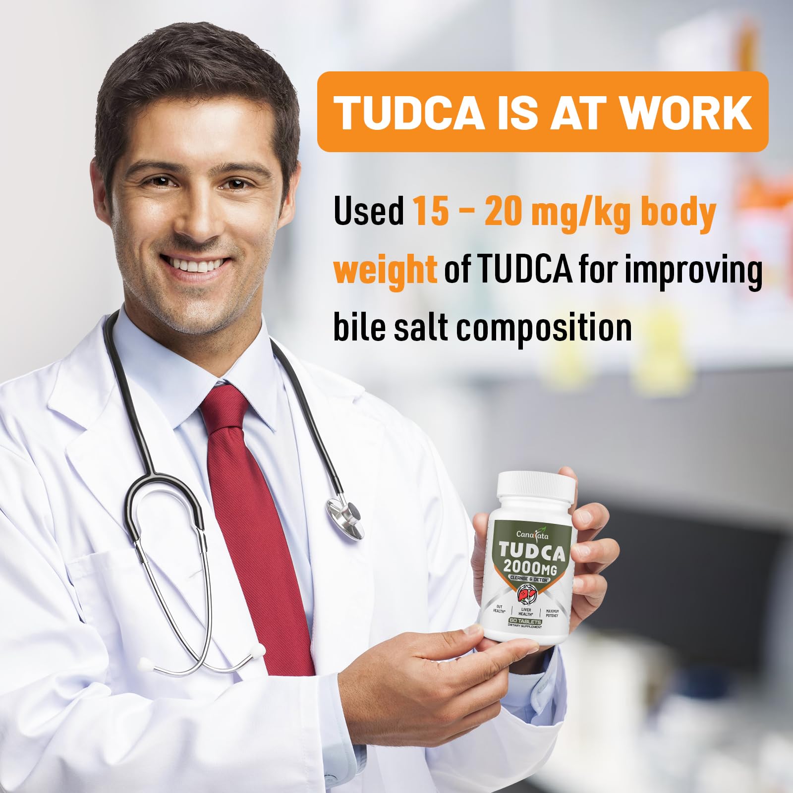 Canarata Tudca botella para dosis diarias y digestión