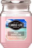 Candle-Lite Everyday Pink Shoreline, etiqueta detallada, aroma cítrico suave para ambientes