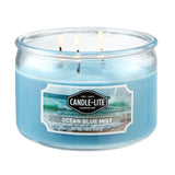 CANDLE-LITE Ocean Blue Mist vela con tres mechas y aroma marino suave