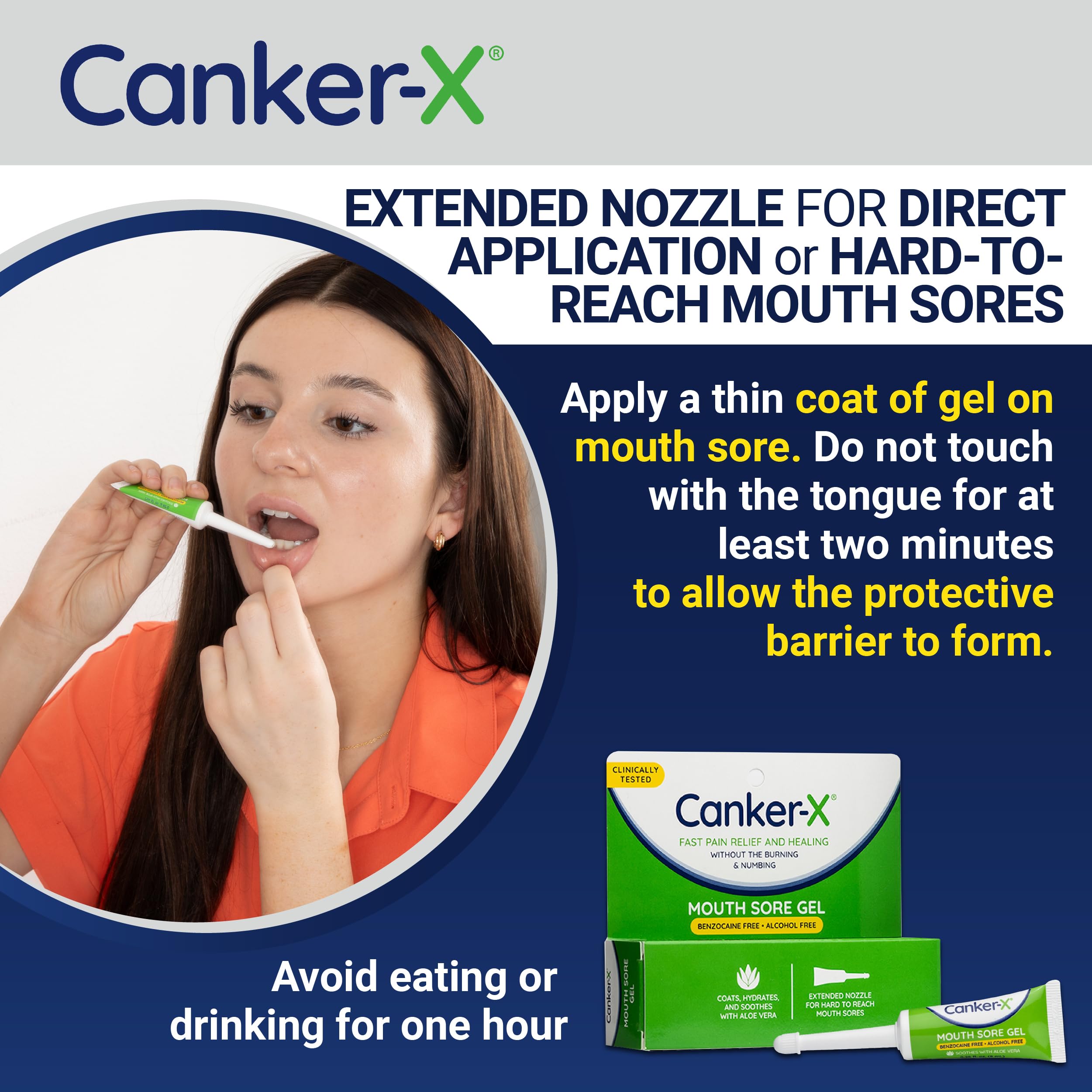 Uso tras brackets para irritación en la boca con Canker-X.