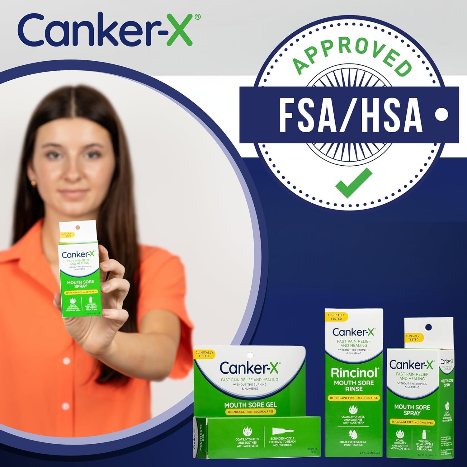 Capa protectora con PVP en Canker-X para bloquear irritantes.