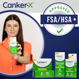 Capa protectora con PVP en Canker-X para bloquear irritantes.
