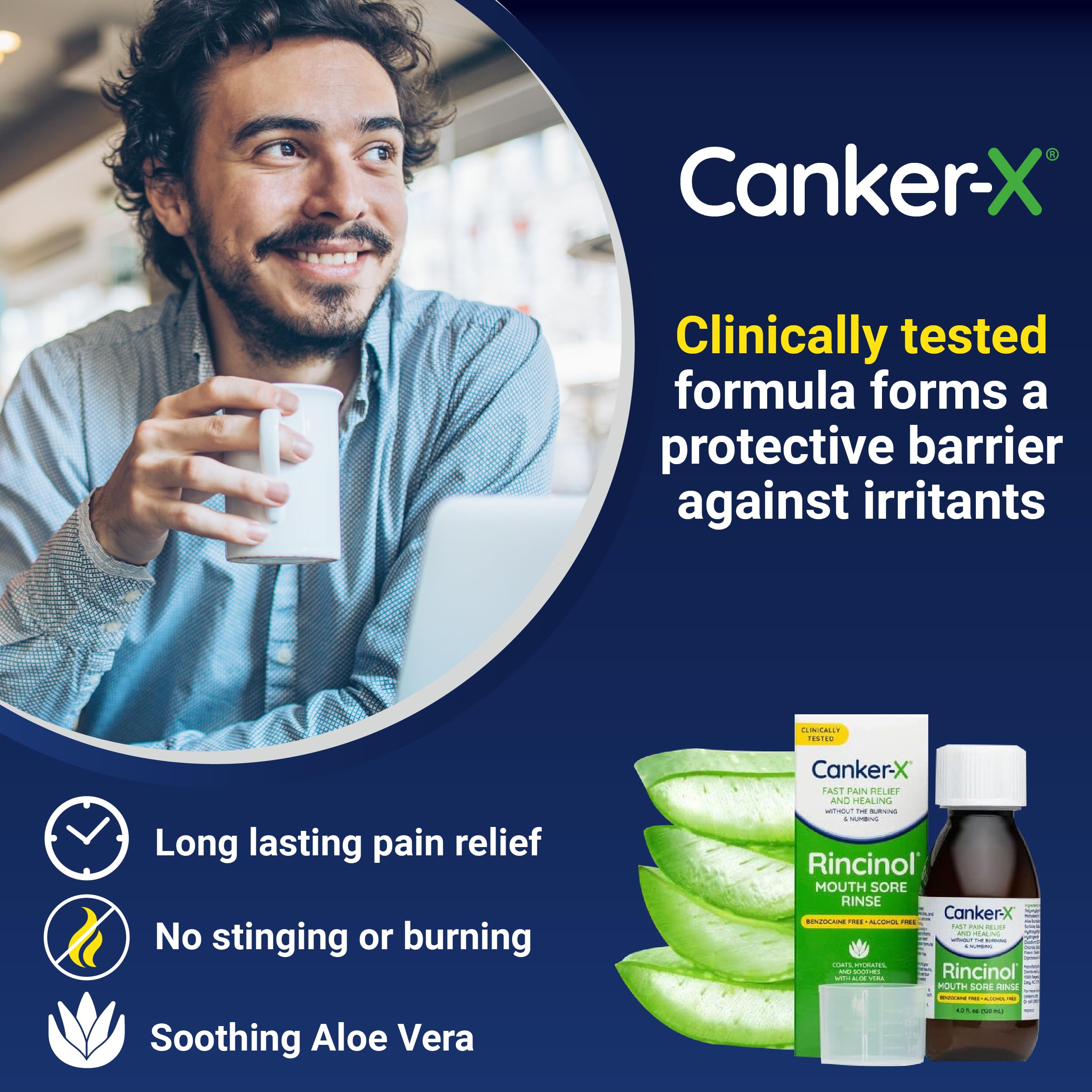 Canker-X Rincinol, aplicación bucal para alivio suave en la boca