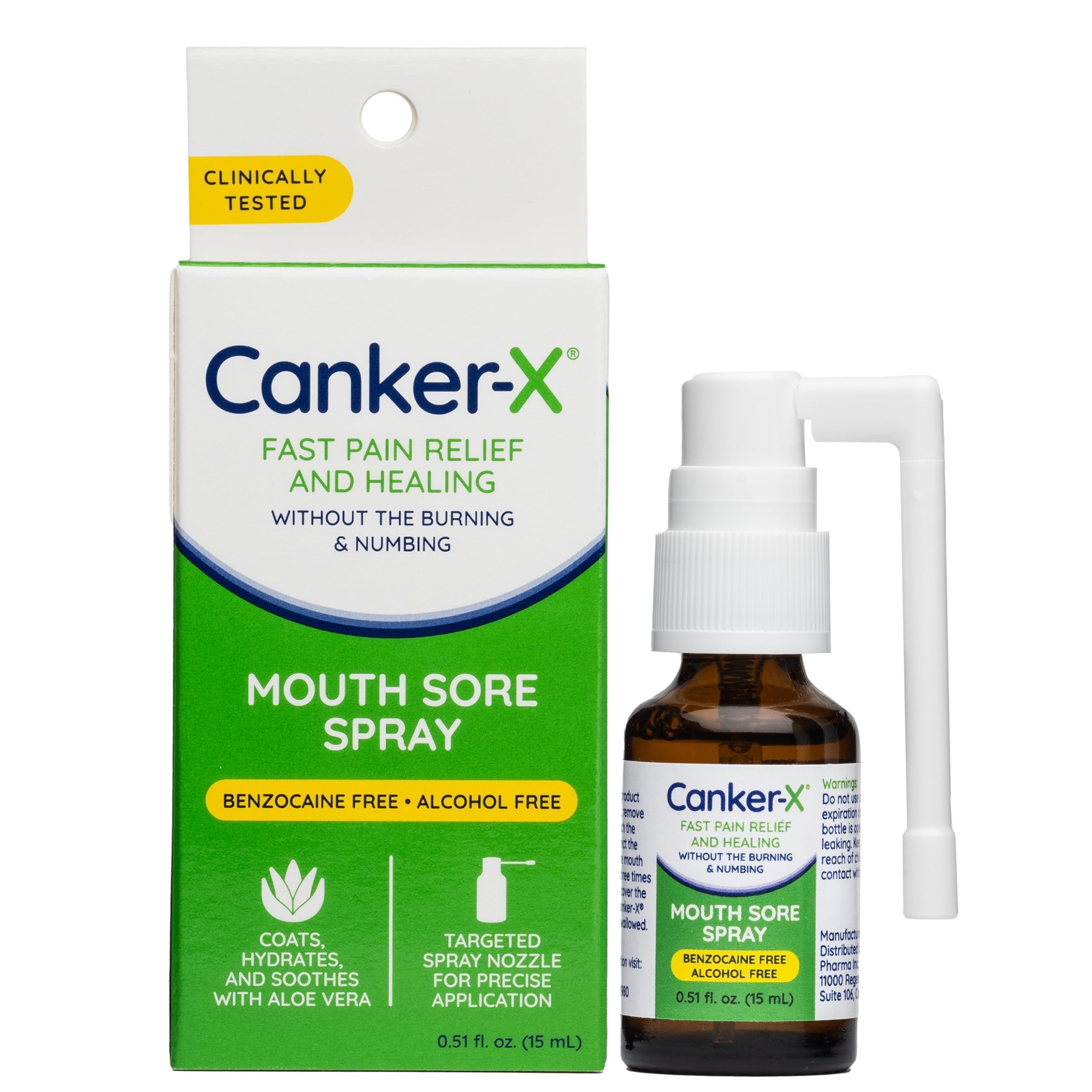 Spray de Canker-X para llaga bucal, alivio suave.