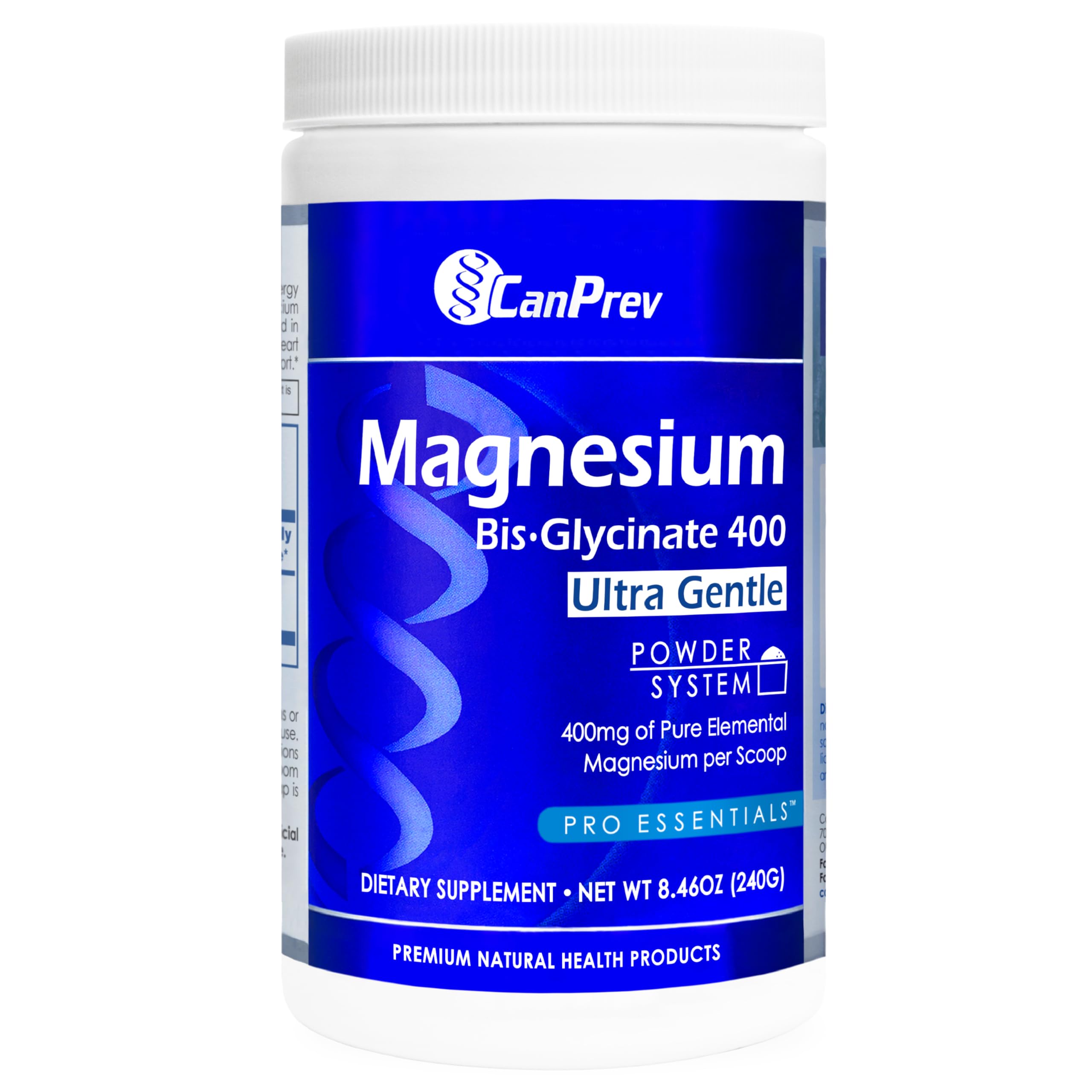 CanPrev Bisglicinato de Magnesio en frasco de 240 g para uso diario suave.