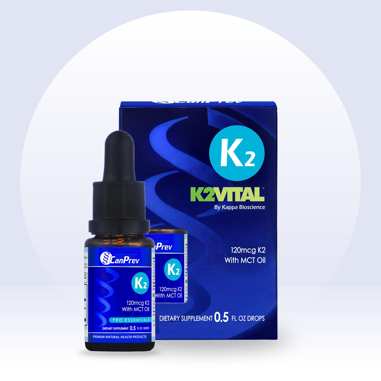 CanPrev K2 Drops botella y gotero en estuche práctico.