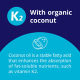 CanPrev K2 Drops etiqueta vegana sin sabor, libre de alérgenos.