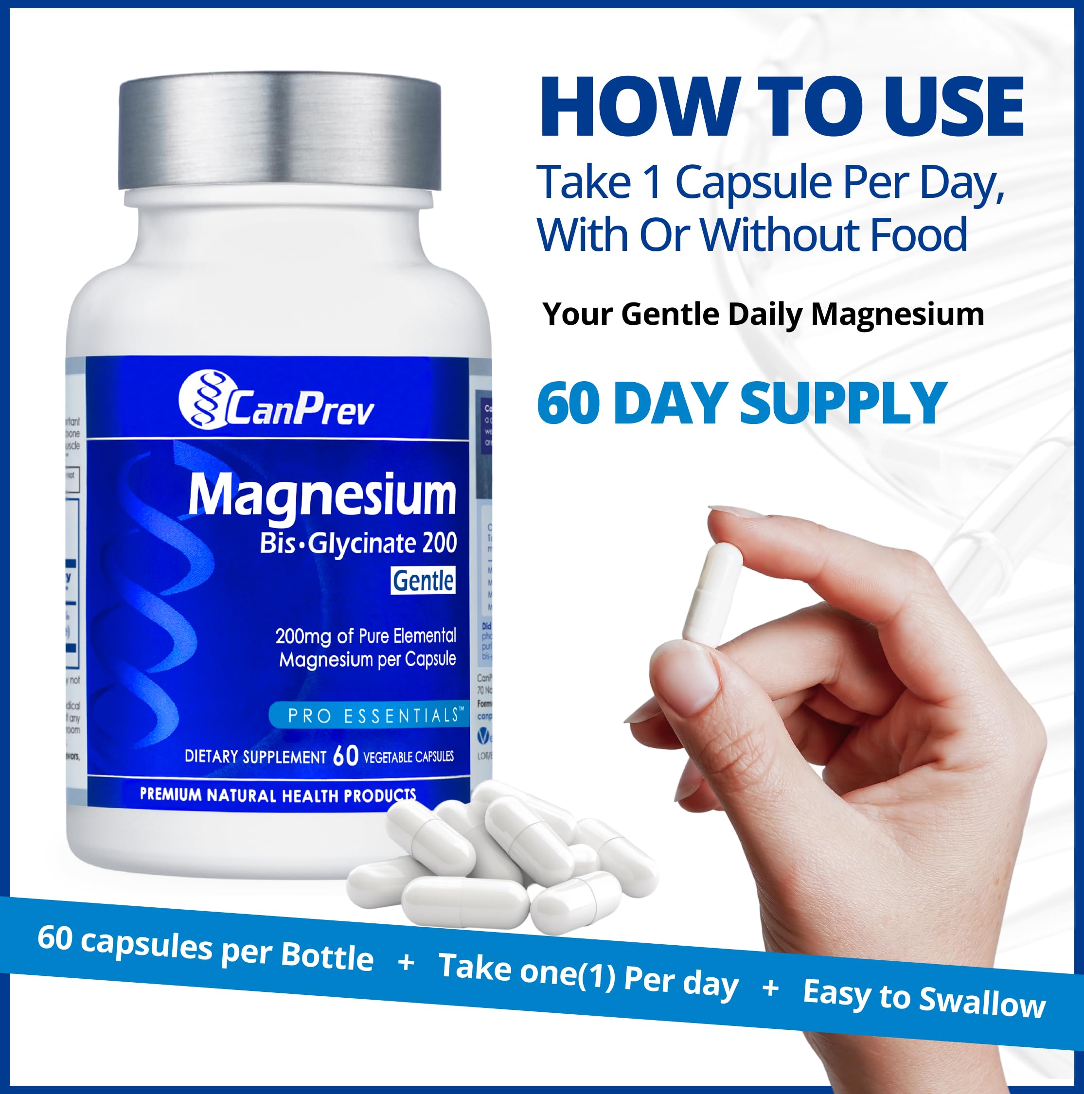 CanPrev Magnesio Bisglicinato 200 mg, dosis diaria para rutina estable.