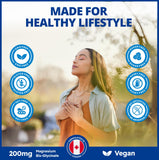 CanPrev Magnesio Bisglicinato 200 mg, cápsulas en manos para toma diaria.