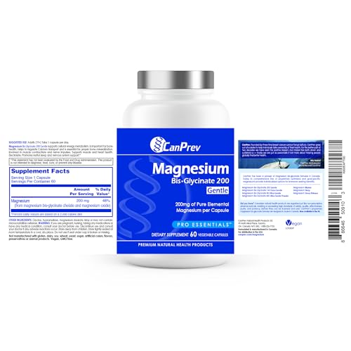 CanPrev Magnesio Bisglicinato 200 mg, envase cerrado, apto para veganos.
