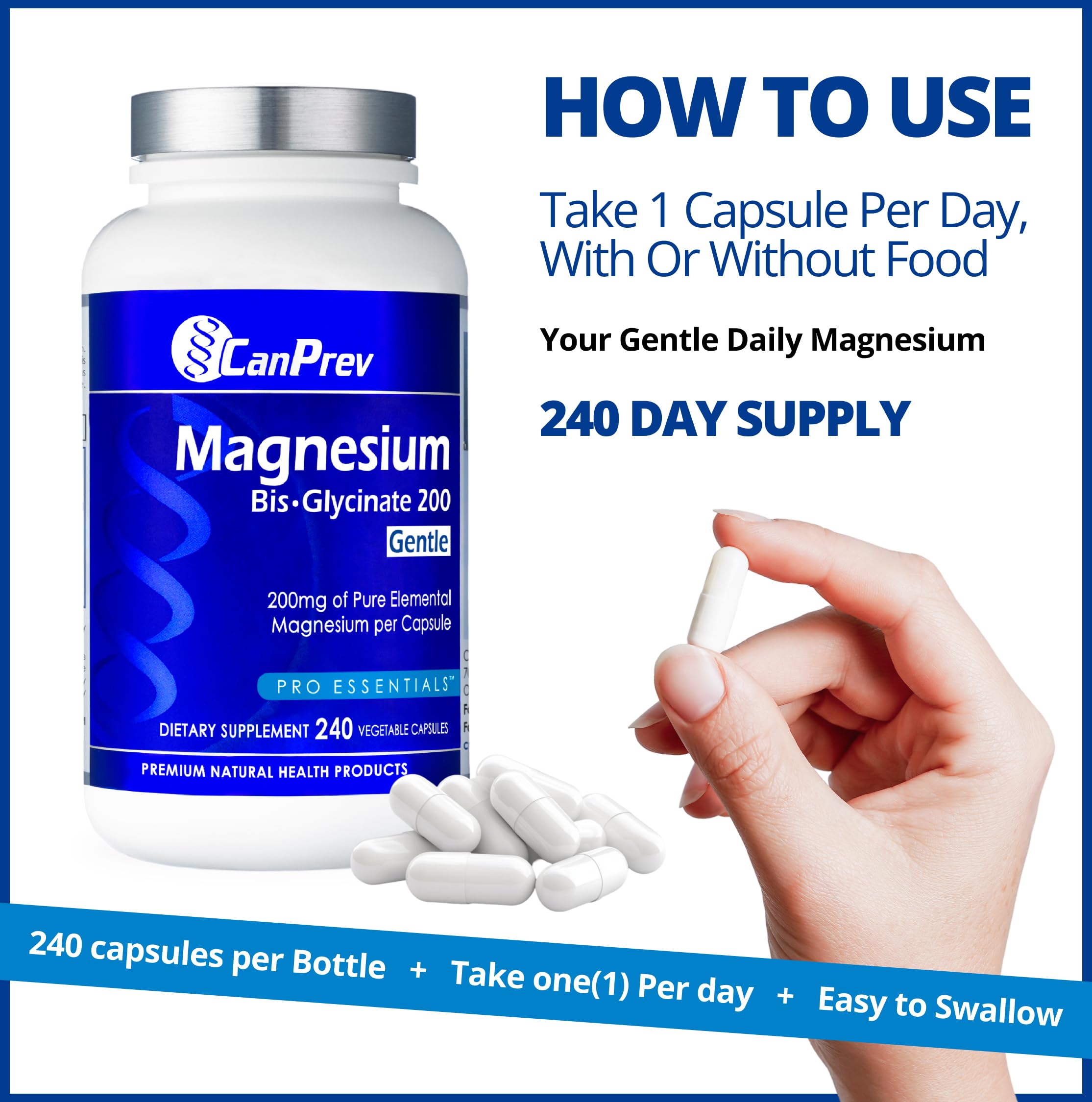 CanPrev Magnesio Bisglicinato 200 mg, relajación nocturna para descanso.
