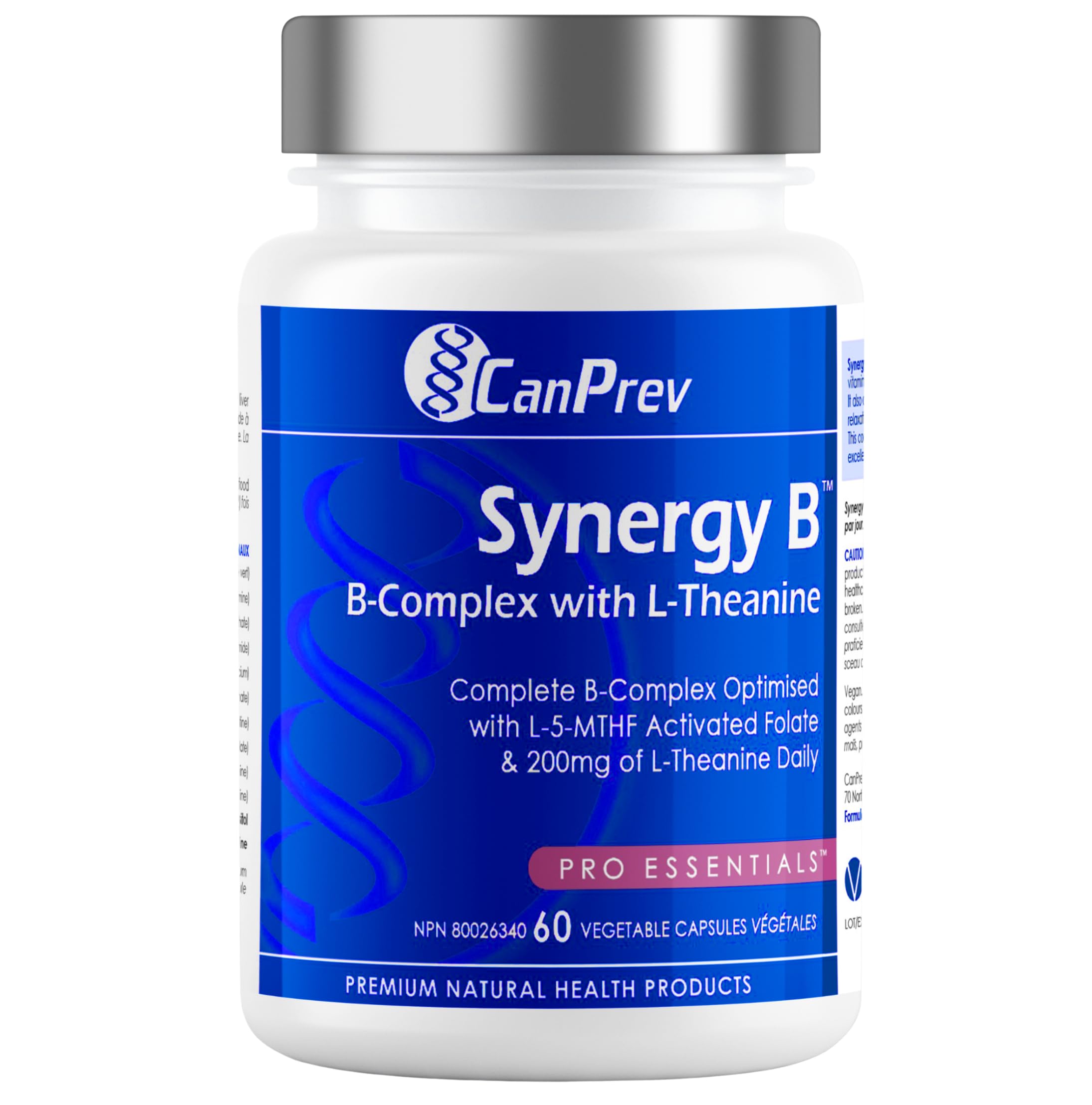 CanPrev Synergy B Complex en botella, apoyo diario a la energía natural