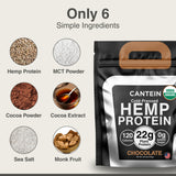 Cantein proteína de cáñamo con ingredientes naturales y etiqueta clara.