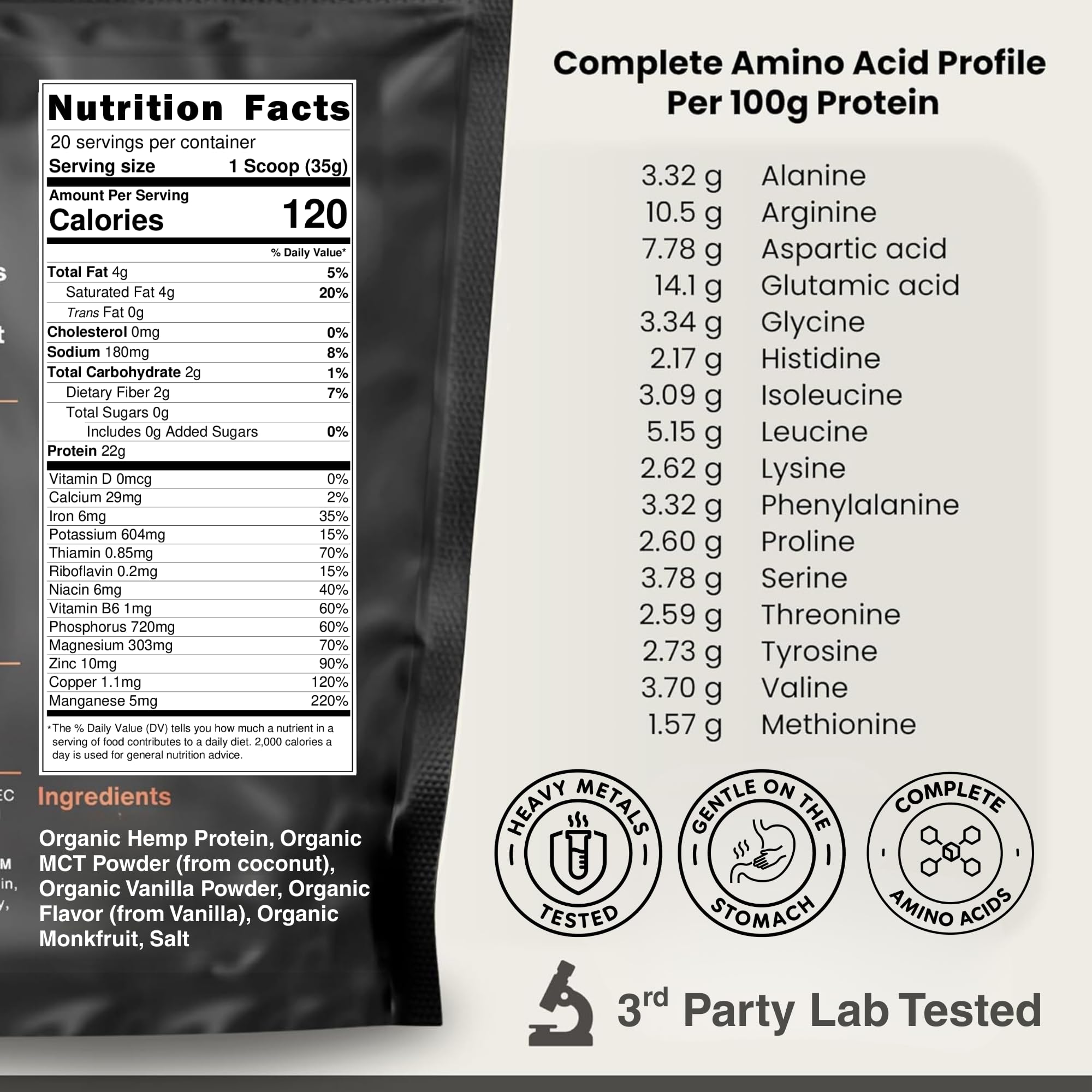 Cantein proteína de cáñamo, mezcla suave en vaso para batidos cremosos.