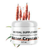 Cape Aloe Ferox Bitter Crystals en envase, útil para almacenamiento seguro y conveniente.