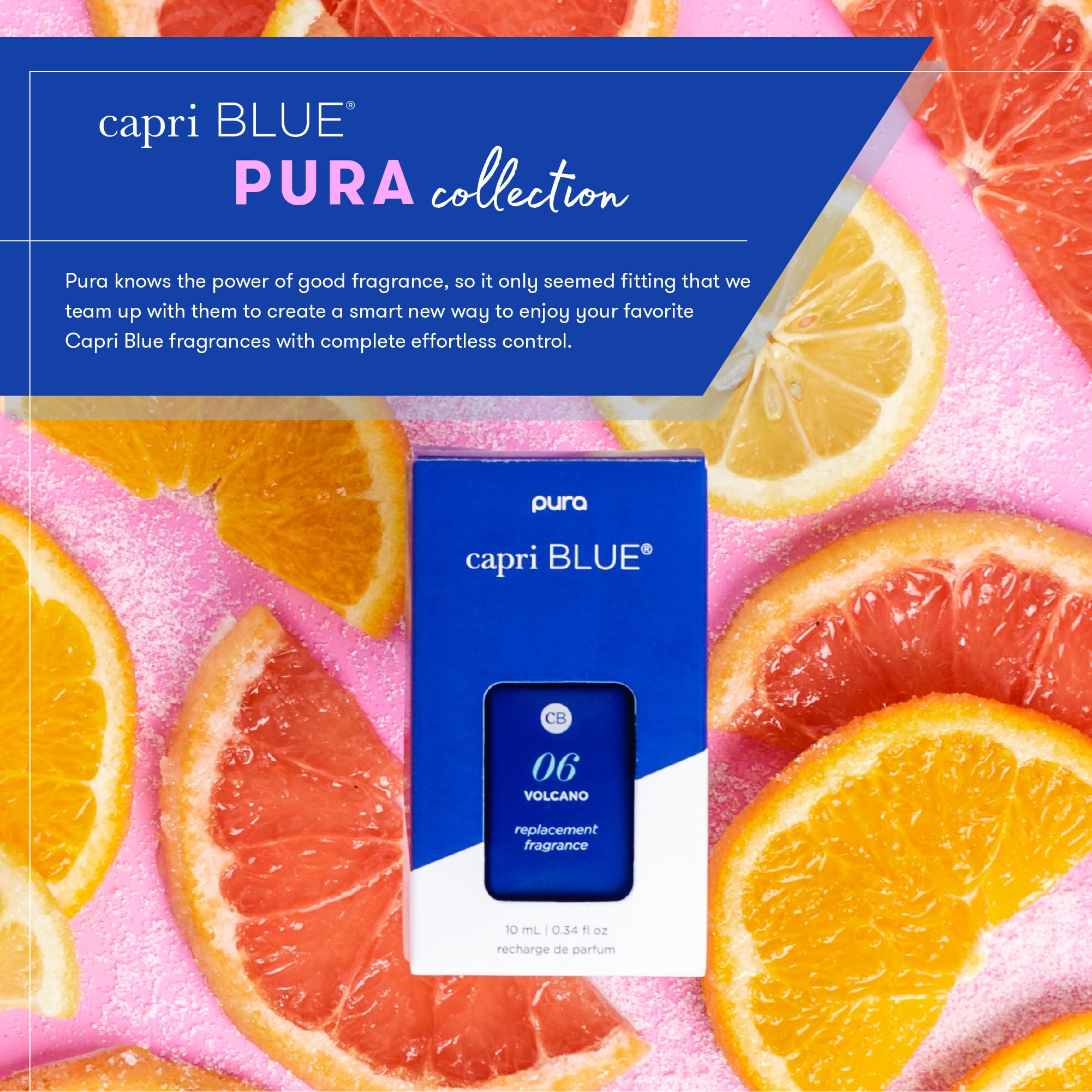 Kit Capri Blue Pura4 con difusor y dos rellenos para experiencia continua.