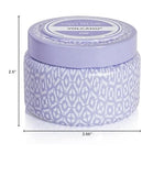 Capri Blue Volcano, lata de viaje lavanda, iluminación suave para noches relajantes.