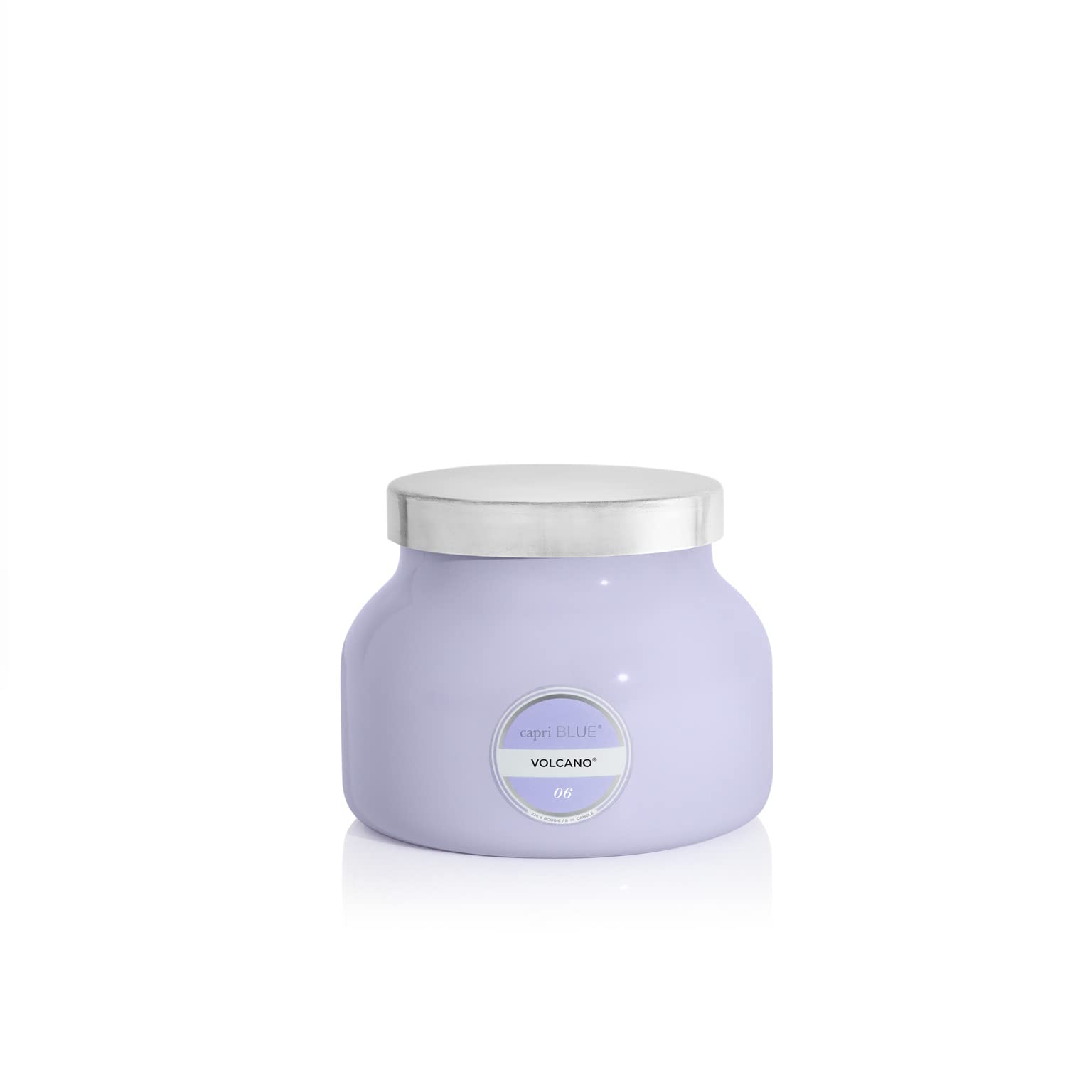 Capri Blue Volcano en tarro lavanda 8 oz para salones con aroma duradero.