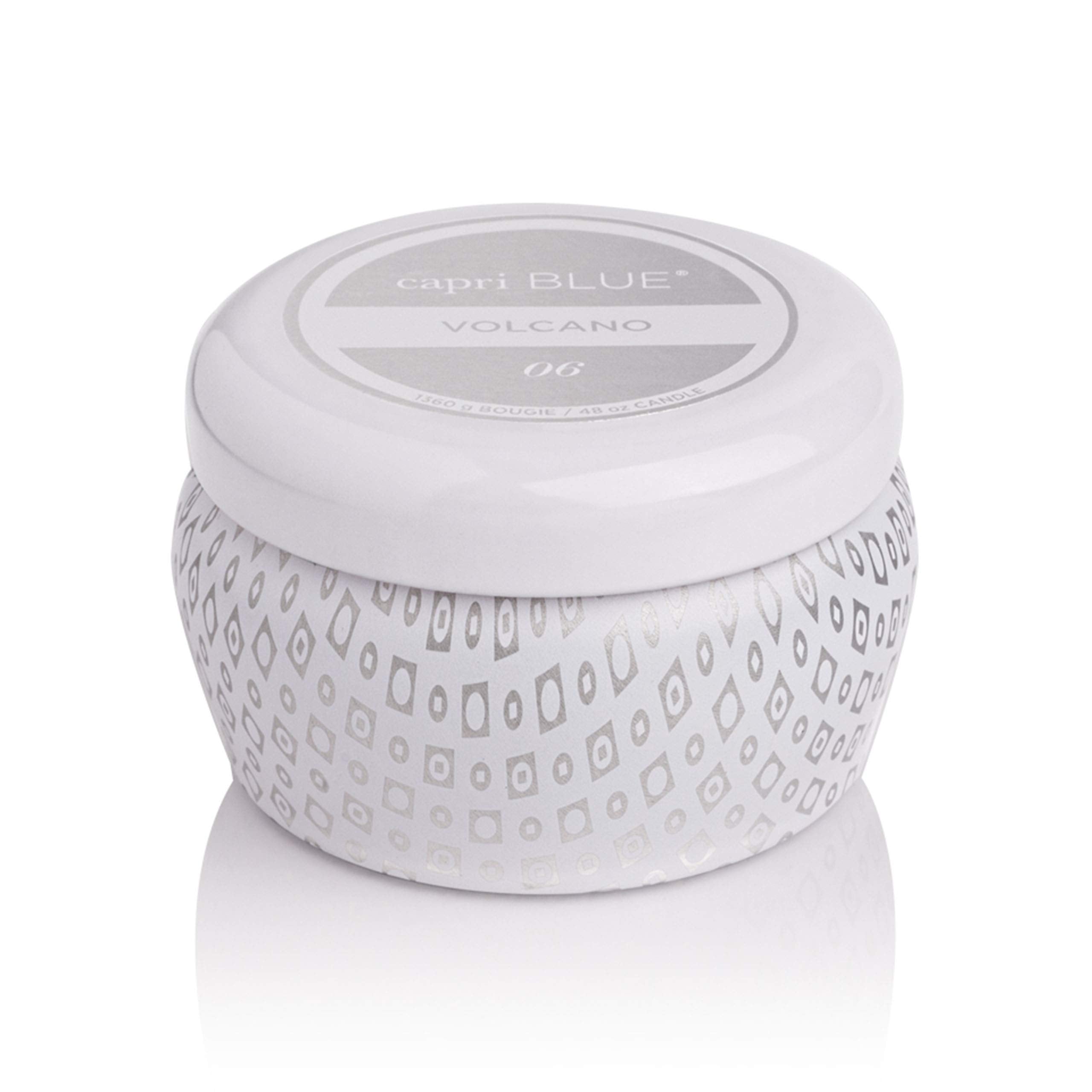 Capri Blue Volcano White Mini Tin Candle, vela en mesa, ideal para rincones y mesas de escritorio