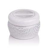 Capri Blue Volcano White Mini Tin Candle, vela en mesa, ideal para rincones y mesas de escritorio