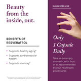 Capsulas pequeñas de Reserveage Resveratrol Plus+ para tragar rápido.
