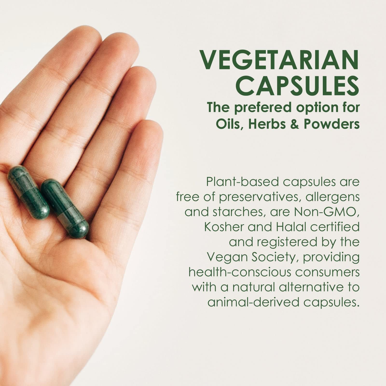 Capsuline cápsulas veganas vacías reverso de empaque con certificaciones