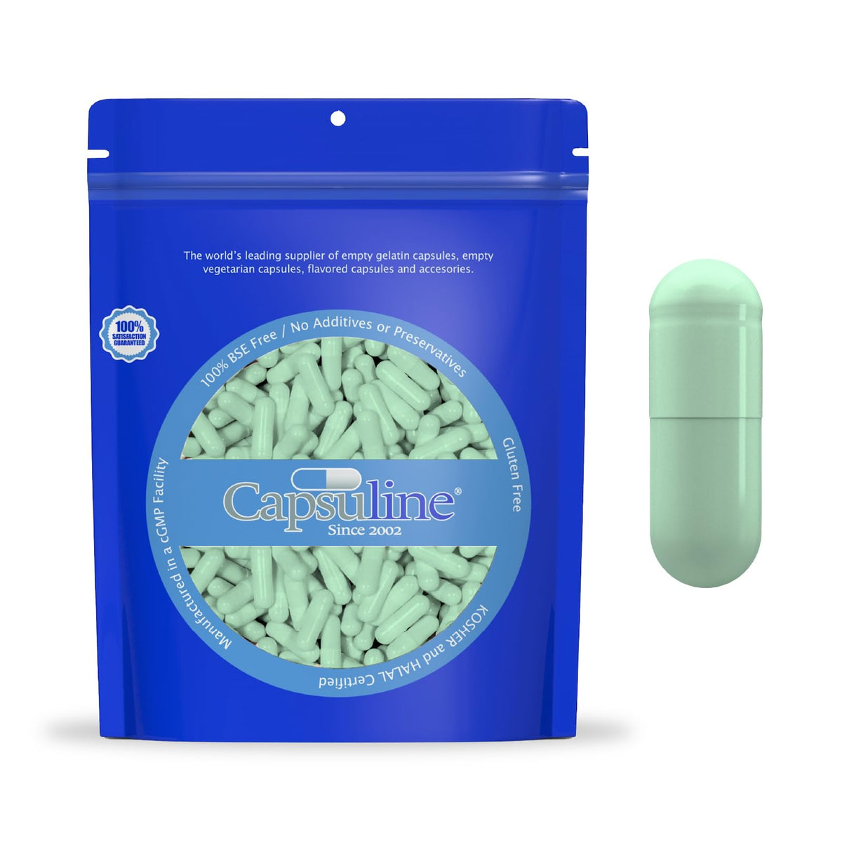 Capsuline cápsulas veganas vacías tamaño 00, color verde salvia, 1000 cápsulas para DIY