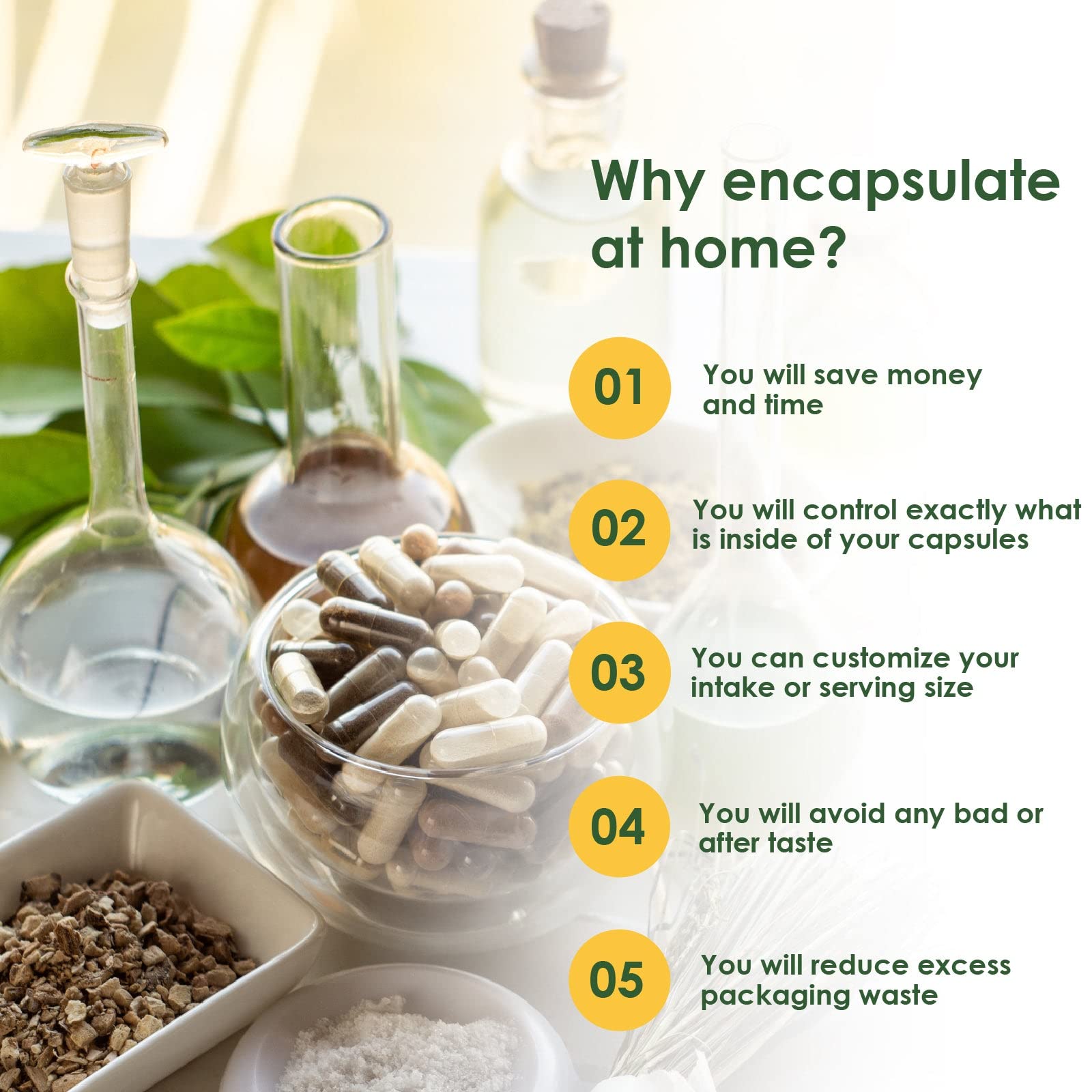 Capsuline cápsulas veganas vacías para uso DIY de hierbas