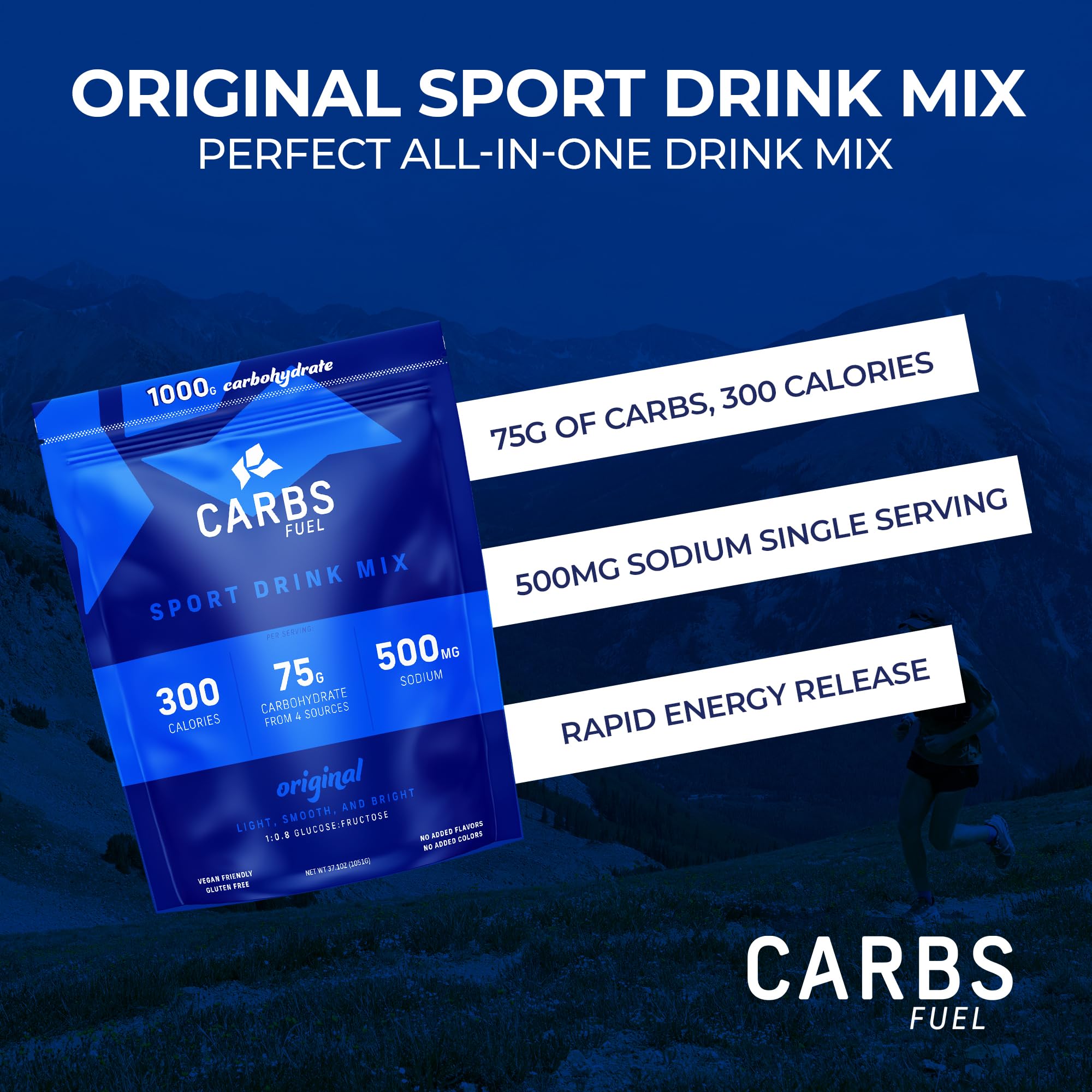 Etiqueta del gel Carbs Fuel 50 g con datos de carbohidratos.