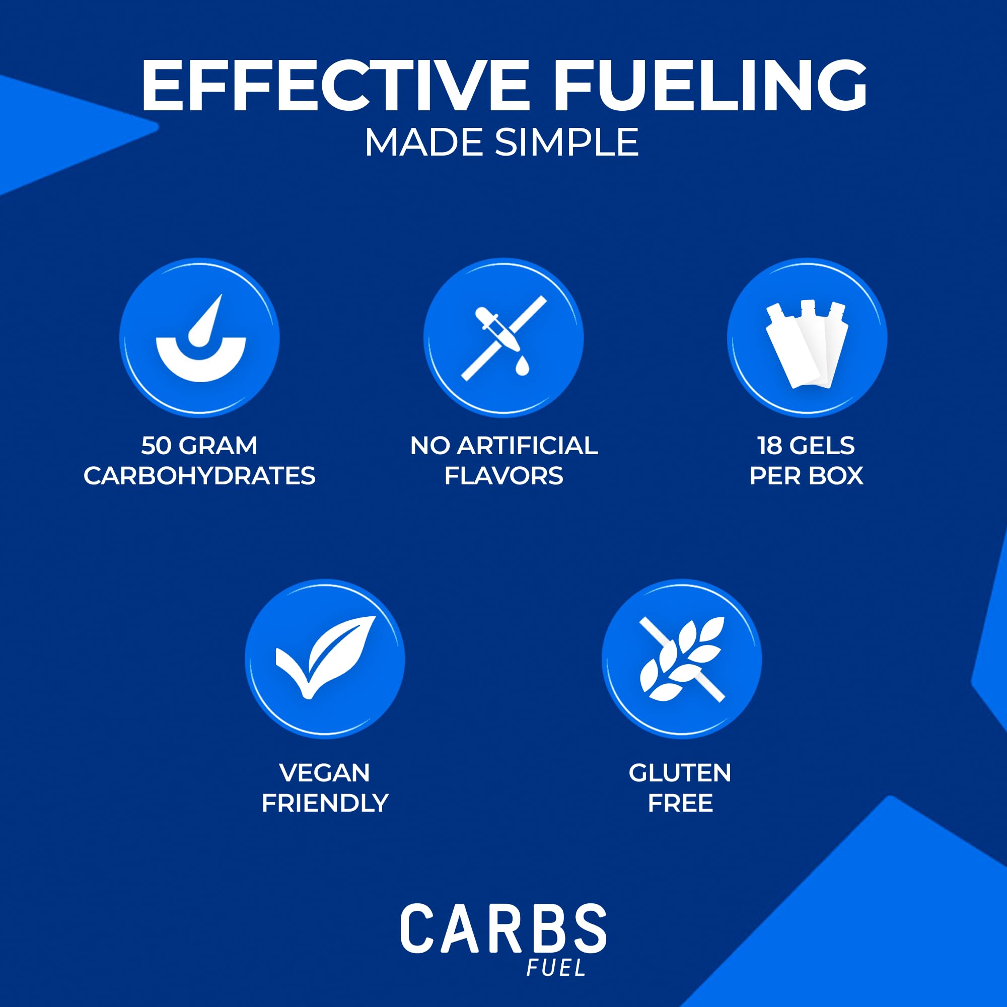 Carbs Fuel Original gel de energía 50g pack de 18 geles con gran valor de carbohidratos.